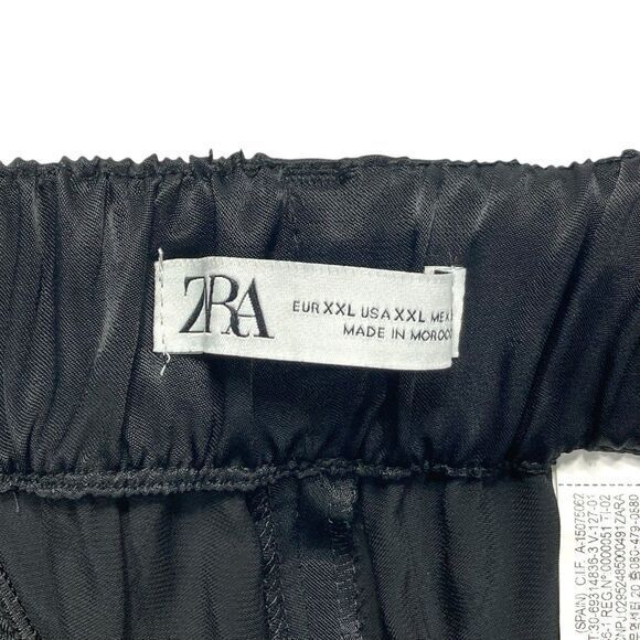 Zara Satin Silky Pleated Dress Pants Womens XXL Straight Leg Comfy Lightweight - Picture 13 of 14